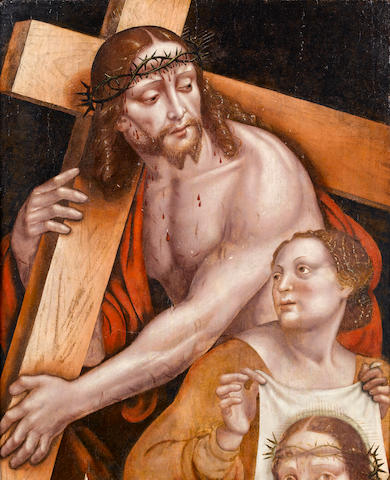 Circle of Giovanni Pietro Rizzoli, called il Giampetrino (active Milan first half of 16th Century) Christ bearing the Cross with Saint Veronica 61 x 49.8 cm. (24 x 19 5/8 in.)