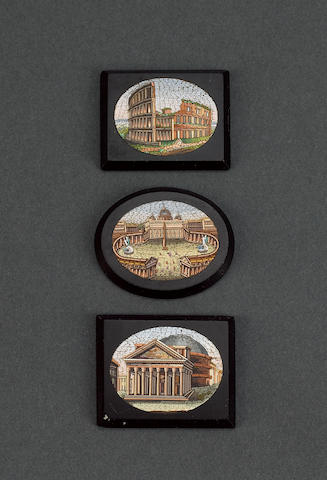 Three 19th century Roman micromosaic panels,