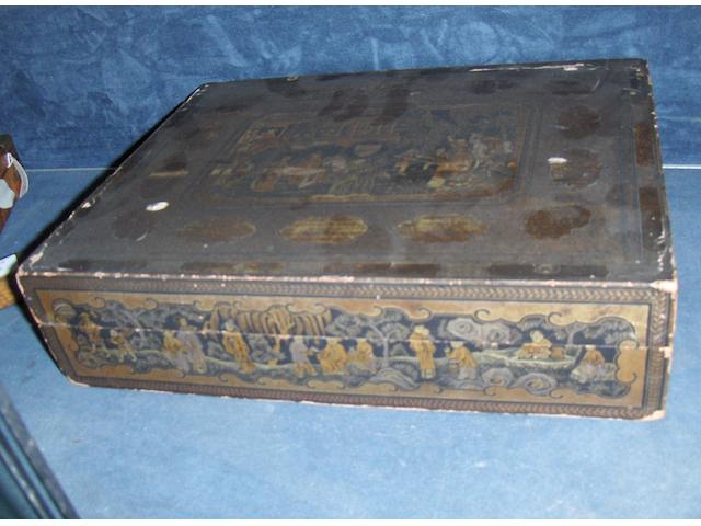 A mid-19th Century Chinese export black lacquer games box