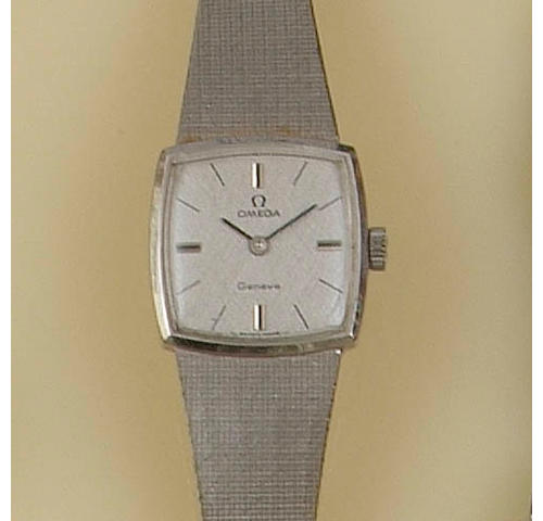 Omega: An 18ct white gold lady's wristwatch,