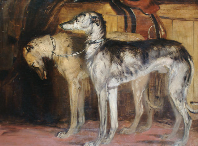 Manner of Sir Edwin Henry Landseer Study of two deer hounds