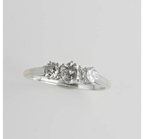 A diamond three stone ring,