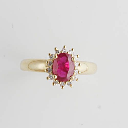 An 18ct gold ruby and diamond ring,