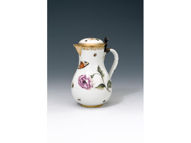 A Meissen water ewer and hinged cover circa 1738-44
