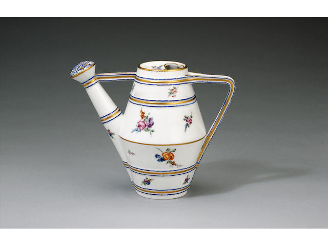 An important Vincennes watering can dated 1754