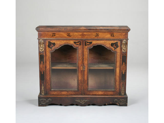 A Victorian walnut and kingwood side cabinet