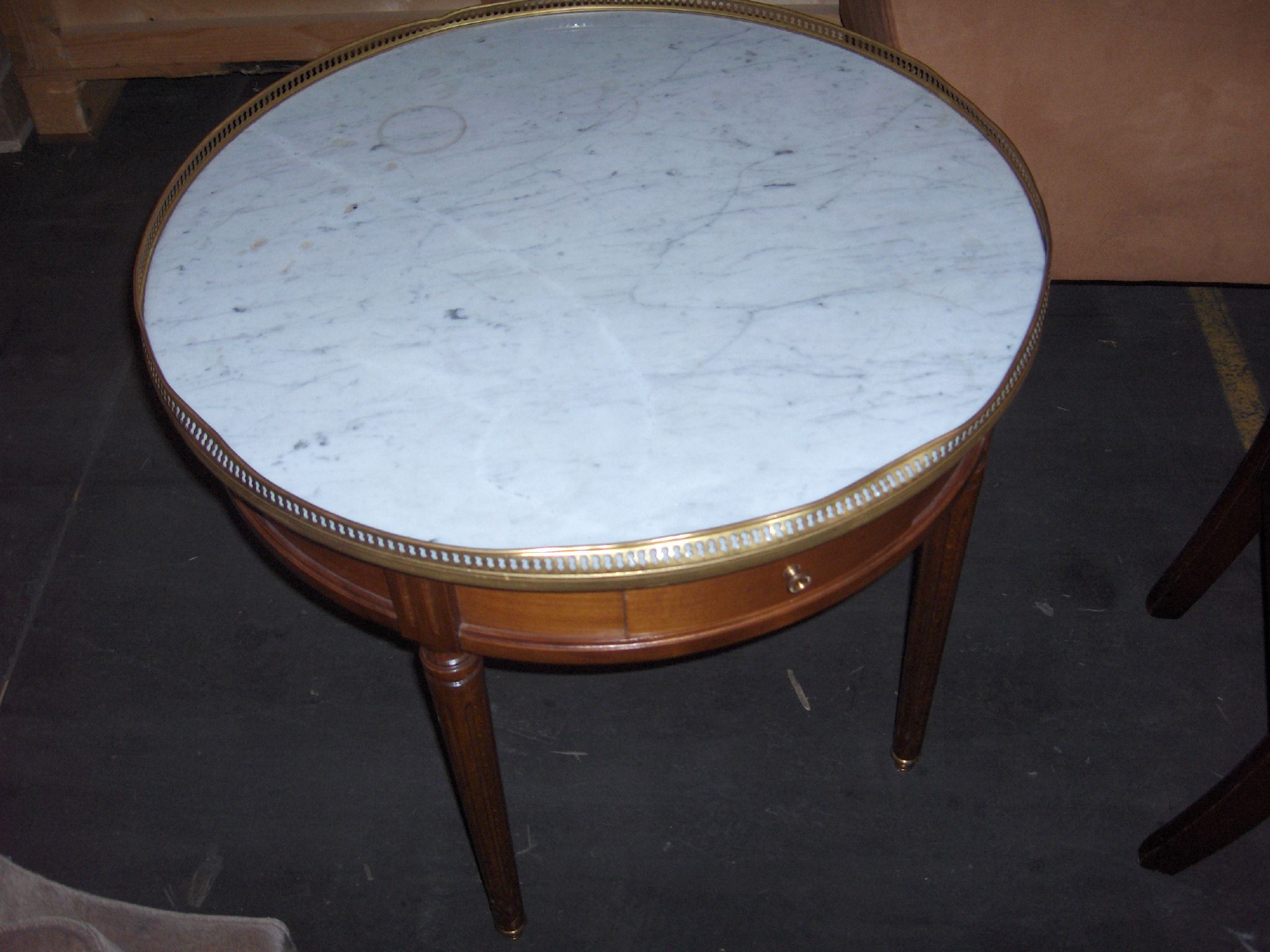 A marble top coffee table