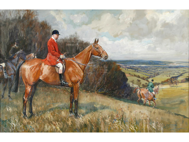 Lionel Dalhousie Robertson Edwards (British, 1878-1966) Mr H.S.Brenchley, M.F., and the Heythrop Hunt on a fine day