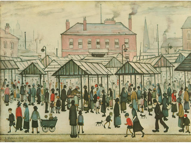 Laurence Stephen Lowry R.A. (British, 1887-1976) 'Market Scene in a Northern Town'