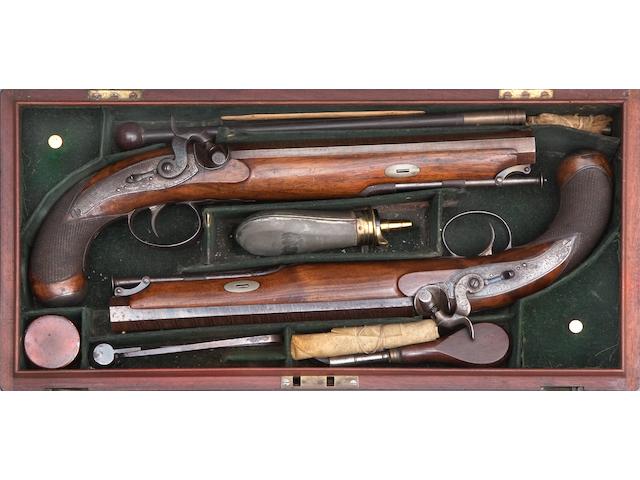 A Cased Pair Of Percussion Belt Pistols.