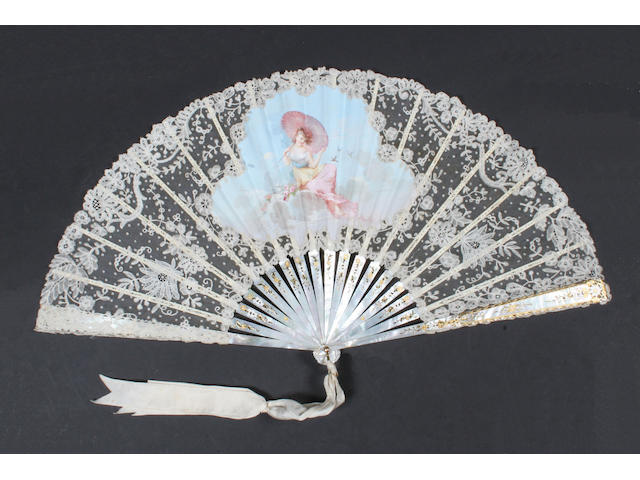 A mother-of-pearl fan, circa 1885