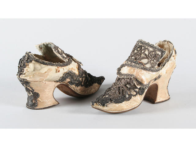 A pair of lady's shoes, circa 1730