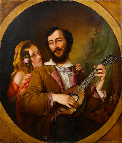 Mikhail Ivanovich Scotti (Russian, 1814-1861) The troubadour 99.8 x 85.7 cm. (39 1/4 x 33 3/4 in.) unframed