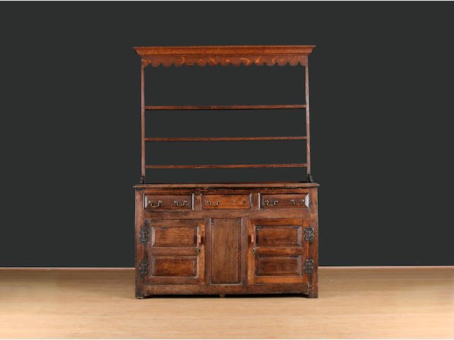 A mid 18th Century oak high dresser