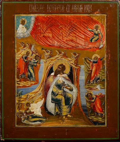 The Prophet Elijah in the Wilderness and his Fiery Ascent into Heaven, early 19th century 31.3 x 26.2 cm. (12 1/4 x 10 1/2 in.)