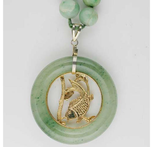 A collection of jade jewellery, (5)
