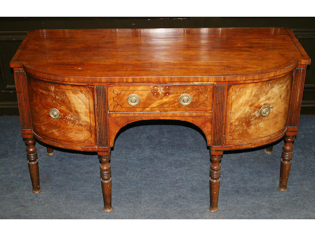 A late George III mahogany bow front sideboard