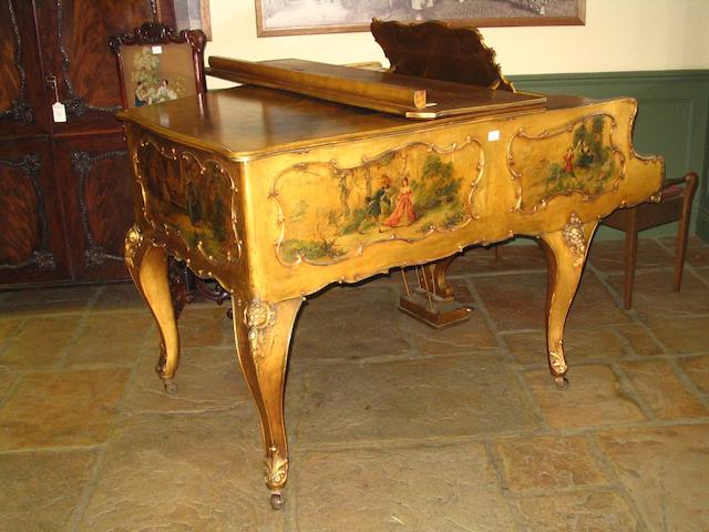 A Cramer of London giltwood baby grand salon piano