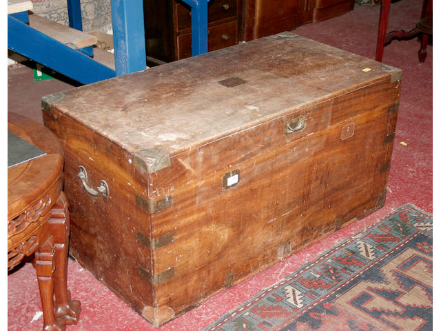 A 20th Century large camphor wood brass bound trunk