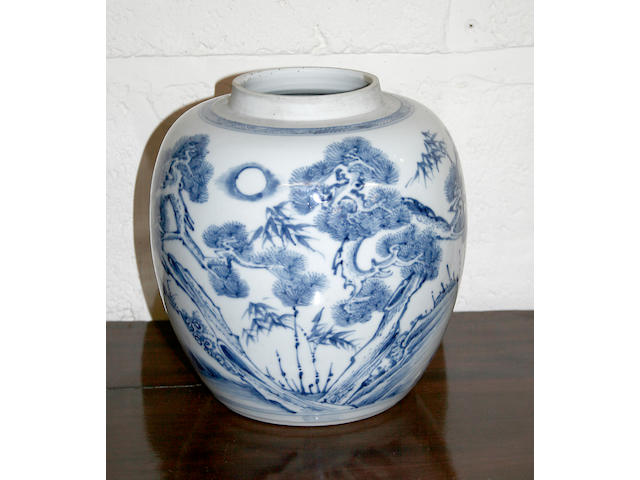 A Quing Dynasty porcelain blue and white ginger jar