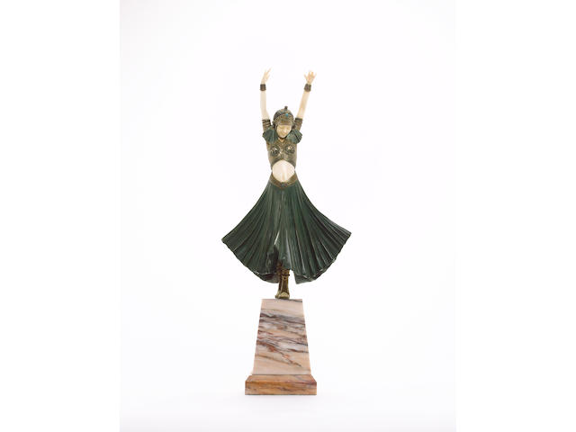 Demetre Chiparus 'Hindu Dancer' a Cold-Painted Bronze and Carved Ivory Figure, circa 1925