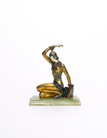 Gerdago (attributed) A Cold-Painted Gilt-Bronze and Ivory Figure of a Futuristic Dancer, circa 1925