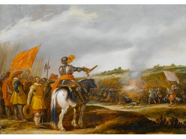 Esaias van de Velde (Amsterdam 1587-1630 The Hague) A mounted general addressing his troops,