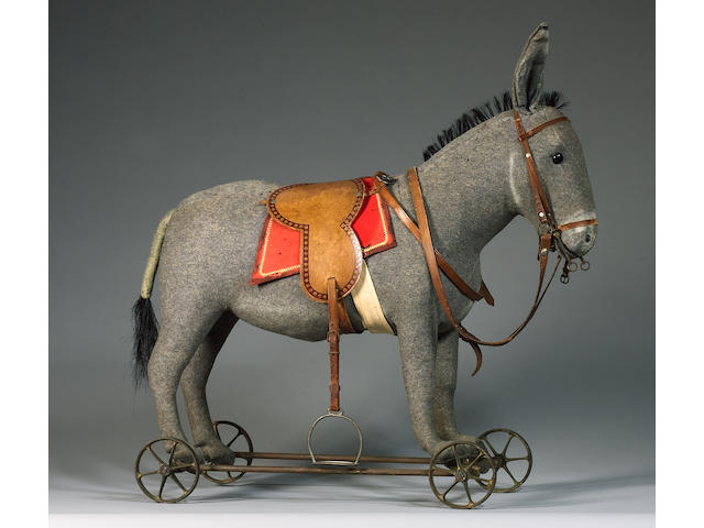 Steiff Donkey on wheels, German 1920's