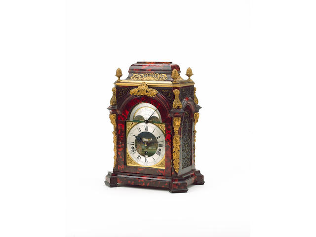 A fine mid 18th century ormolu mounted red-tortoiseshell veneered bracket clock of exceptional colour Thomas Gardner, London