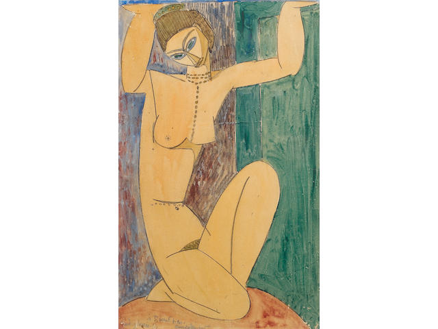 Amedeo Modigliani (Italian, 1884-1920) Cariatide 43.1 x 26.4 cm (17 x 10 3/8 in) (Executed in 1913)
