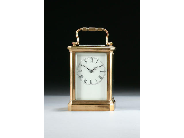 A French brass carriage clock, 19th Century Hausberg, Paris