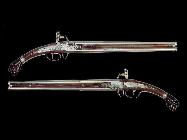 A Rare Pair OF 28-Bore Dutch Long Flintlock Wender Pistols