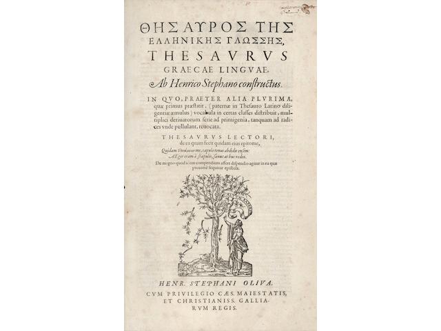 GREEK PRINTING ESTIENNE (HENRI) Thesaurus graecae linguae, 5 vol. in 4