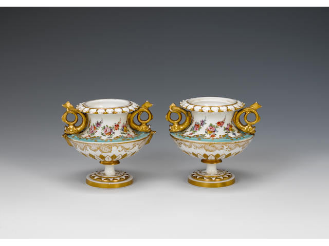 A very rare pair of Nantgarw vases circa 1818-20
