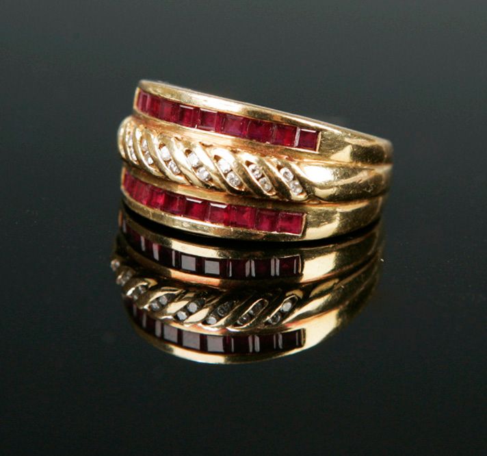 A ruby and diamond ring