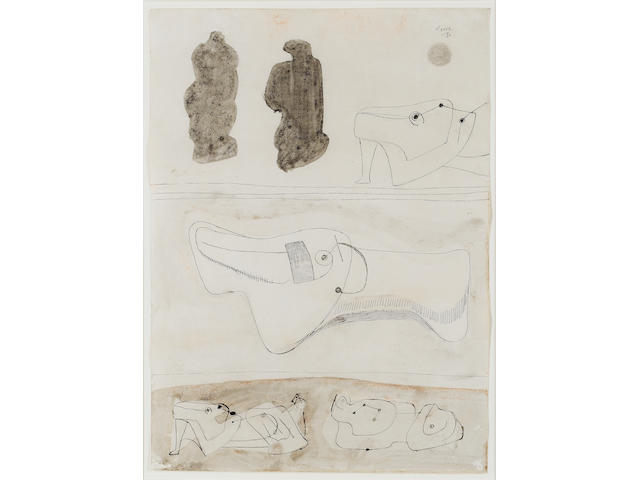 Henry Moore O.M., C.H. (British, 1898-1986) Sketches for Reclining Figures 37.5 x 27.5 cm. (14 3/4 x 10 3/4 in.)