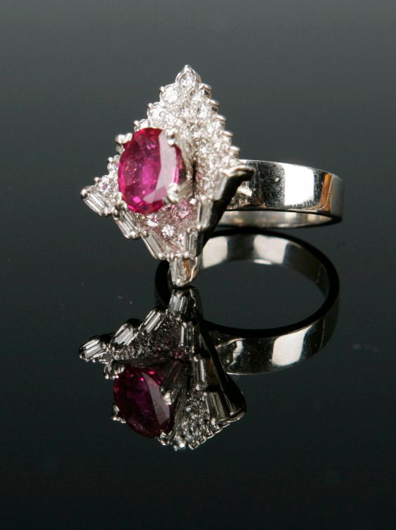 A ruby and diamond ring
