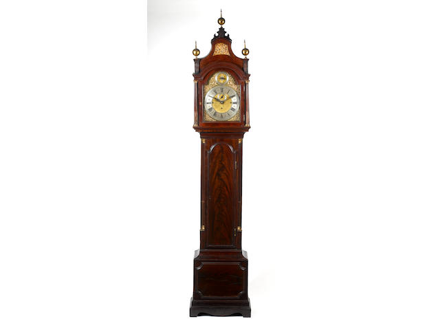 A quarter chiming mahogany longcase clock The dial, signed Windmills and Bennett, London, circa 1725, the associated case circa 1770, the movement circa 1890