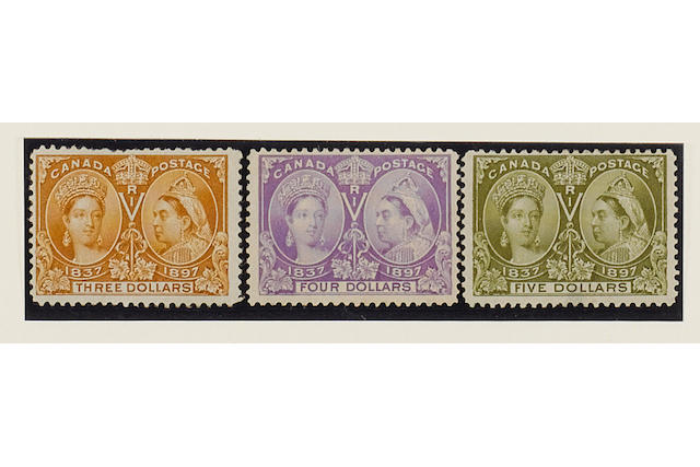 Canada: 1897 Jubilee &#189;c. to $5 set (less 3c.) mint (some heavy), fresh colours and mainly well centred. (328)