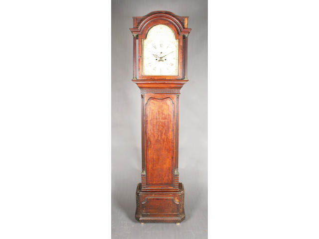 A George III oak, mahogany and crossbanded longcase clock