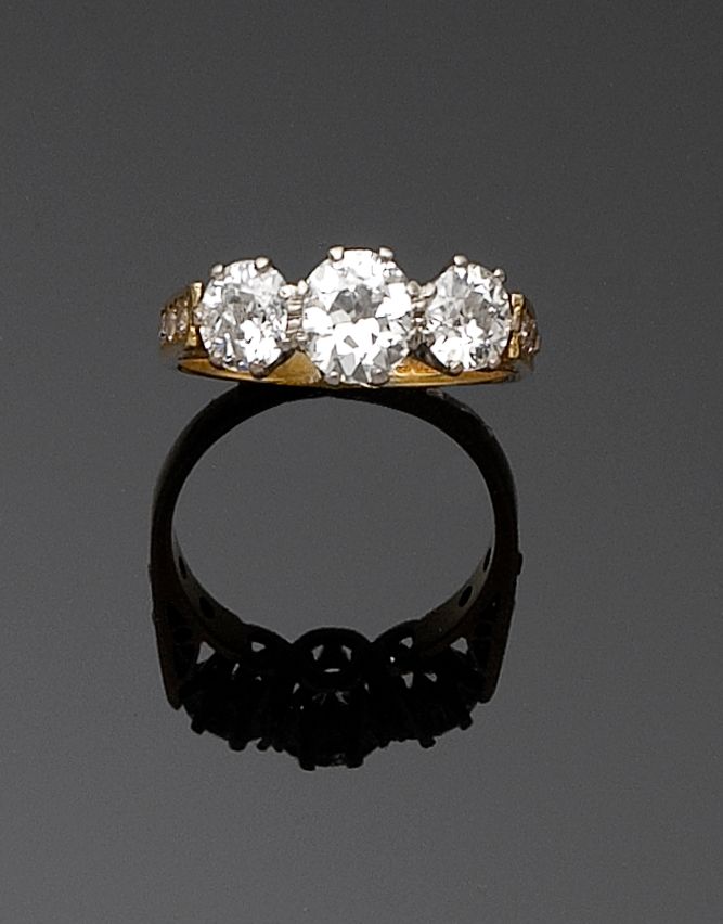 A diamond three-stone ring