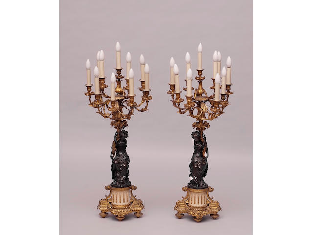 A pair of 19th Century French ormolu ten branch candelabra