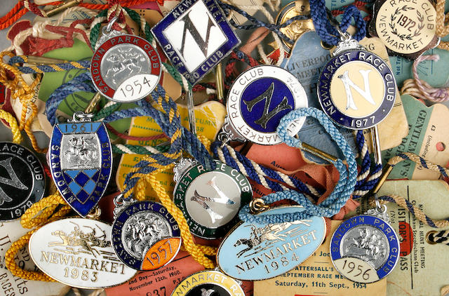 A collection of seventeen enamelled metal racing meet badges