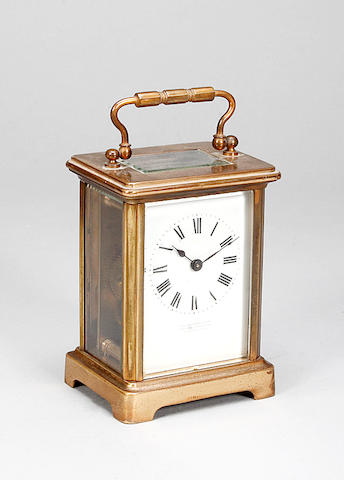 Bonhams : An early 20th century French gilt brass carriage timepiece ...