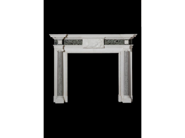 A George III verde antico and statuary marble Chimneypiece