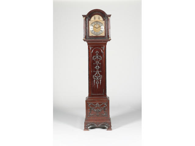An early 20th century mahogany-cased quarter chiming longcase clock Unsigned