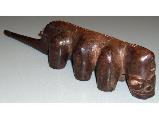 A rare South Nguni zoomorphic pipe, Southeast Africa, 28cm long