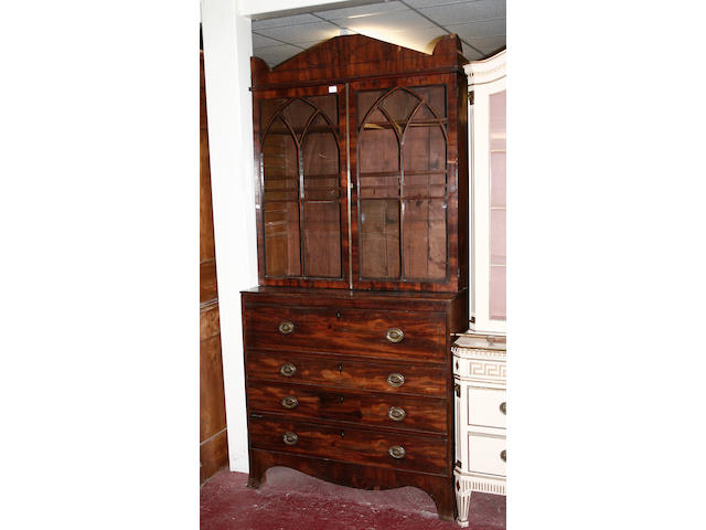 A 19th century mahogany secretaire bookcase