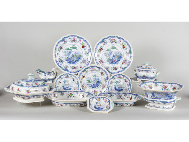A Mintons 'Chinese Marine' part dinner service Circa 1850