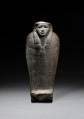 An Egyptian schist child&#146;s sarcophagus